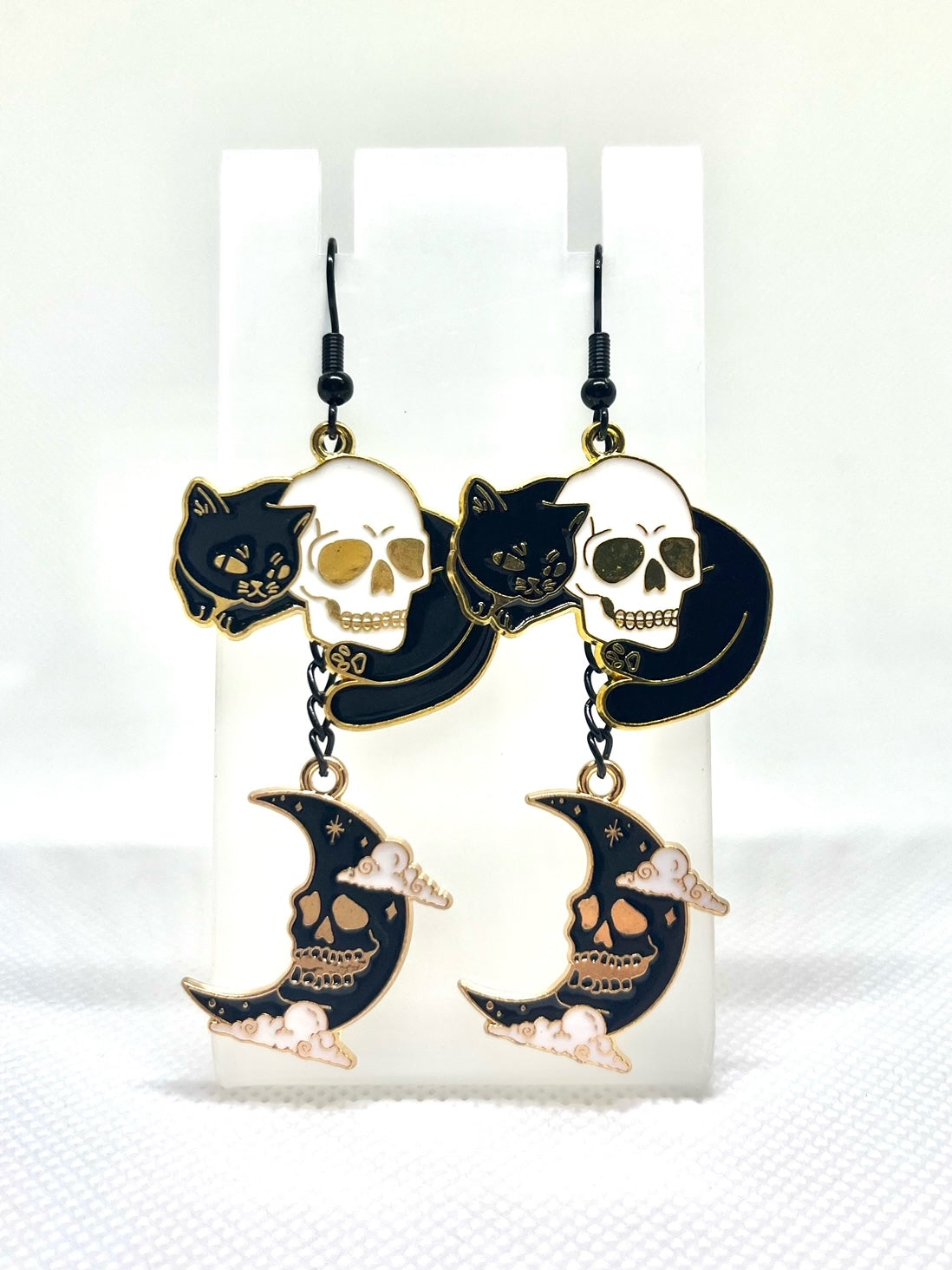 Meow Skull & Moon Earrings