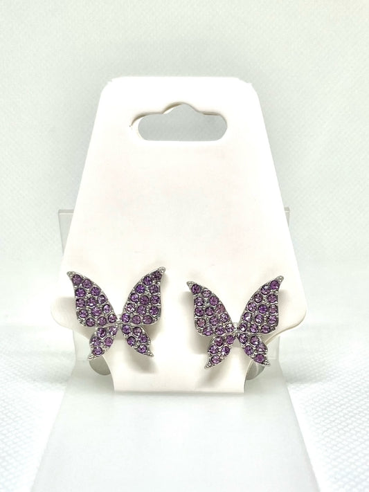 Purple Butterfly Stud Earrings